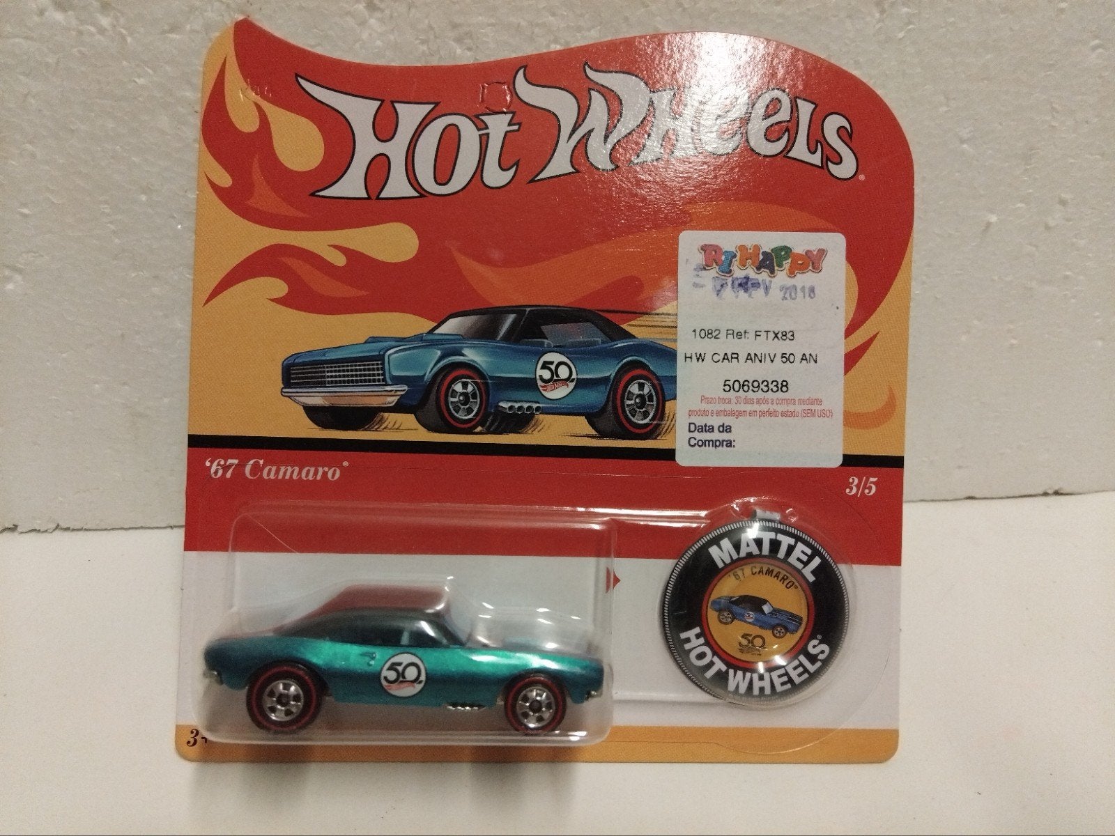 Hot Wheels 50th anniversary Chevrolet Camaro blue 3INCH, Ophalen of Verzenden, Zo goed als nieuw, Auto