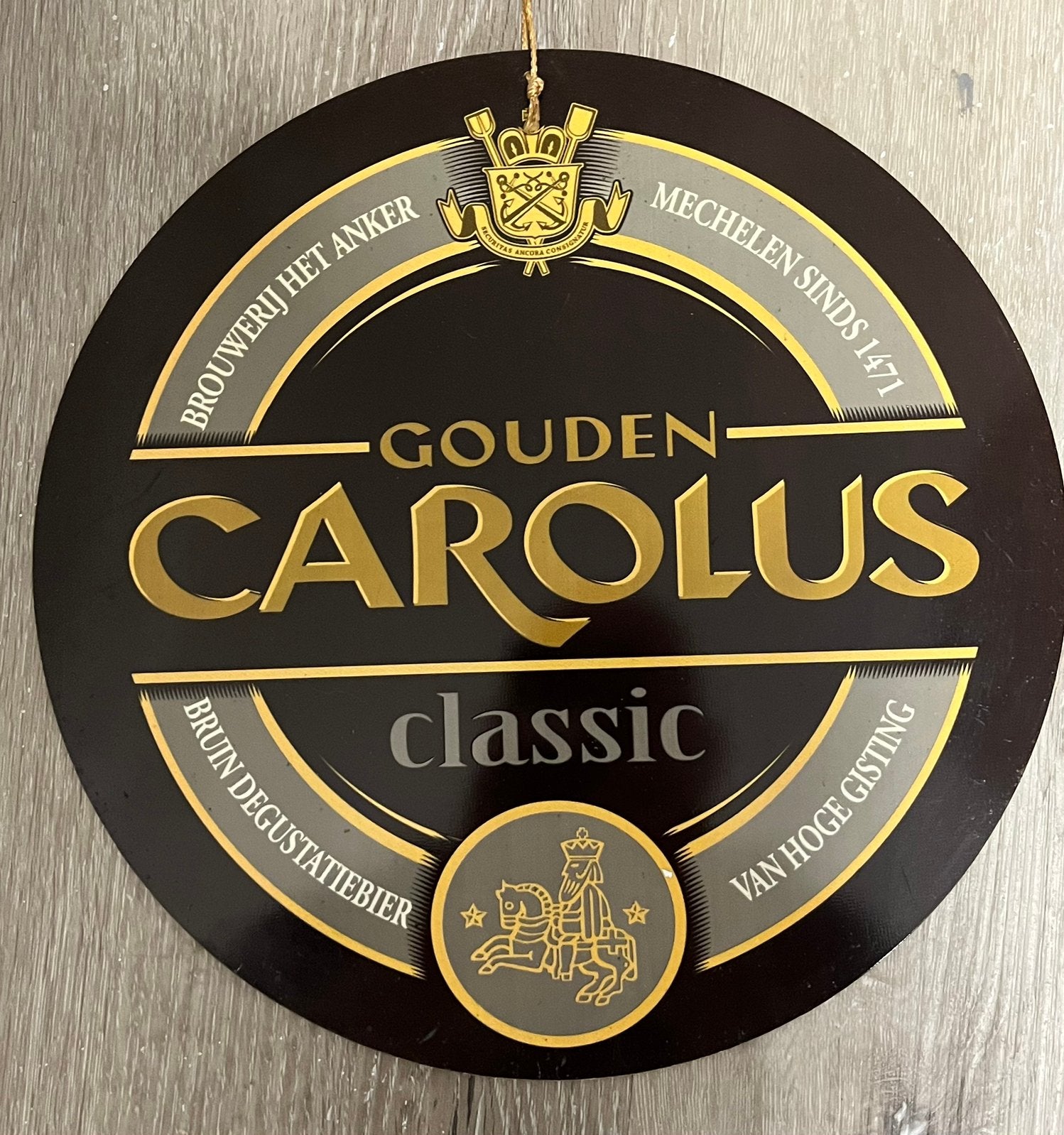 Gouden Carolus Classic Bord - Kunststof Reclame, Verzamelen, Ophalen of Verzenden, Gebruikt, Reclamebord, Plaat of Schild, Overige merken