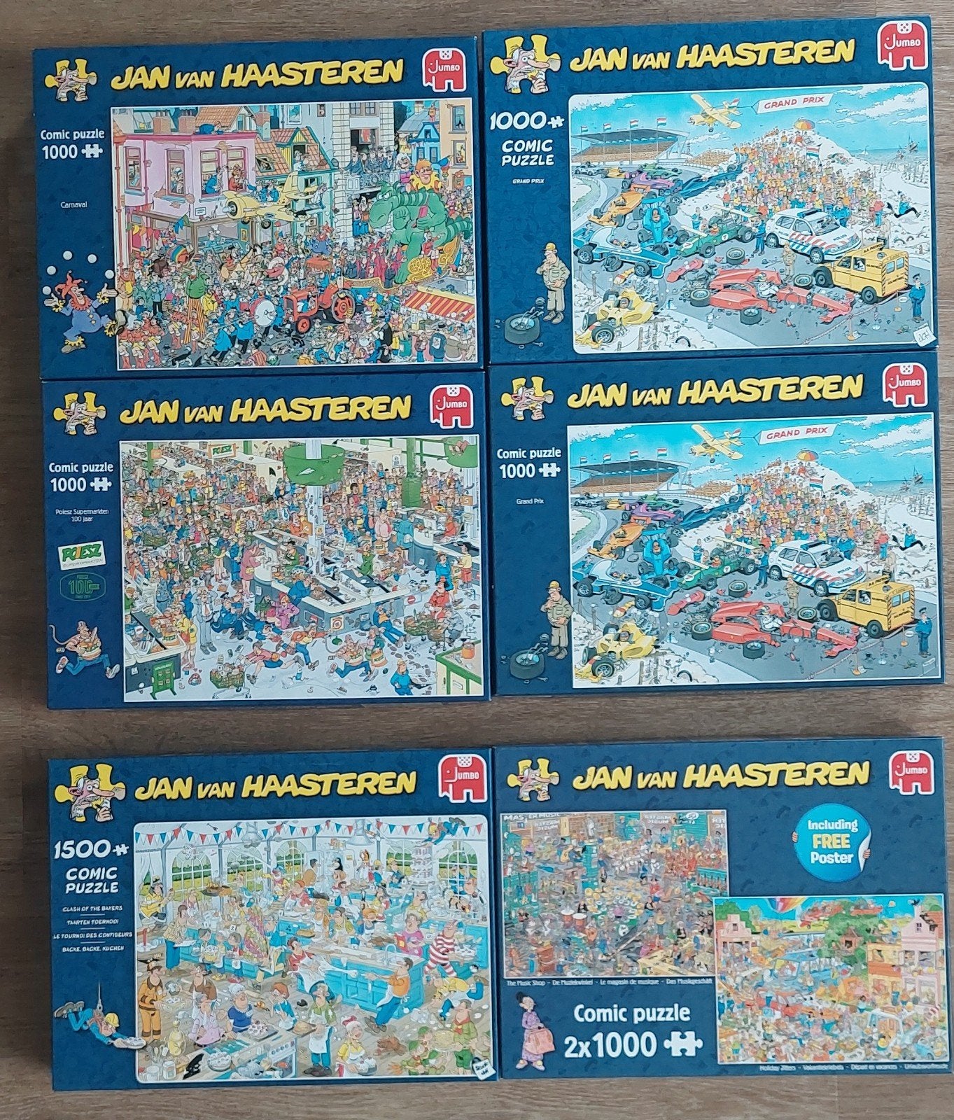 Jan van Haasteren puzzels 6x - Diverse thema's, Ophalen of Verzenden, Meer dan 50 stukjes, Gebruikt, 6 jaar of ouder