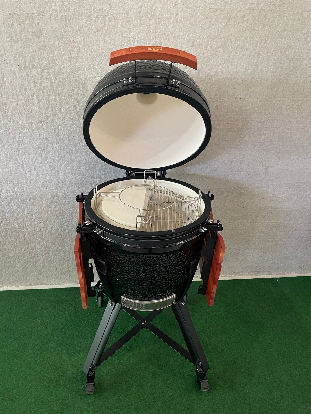 Nieuwe Eviq XL Kamado “green egg” barbecues,48cm rooster, Ophalen, Nieuw, De kooi, De kooi