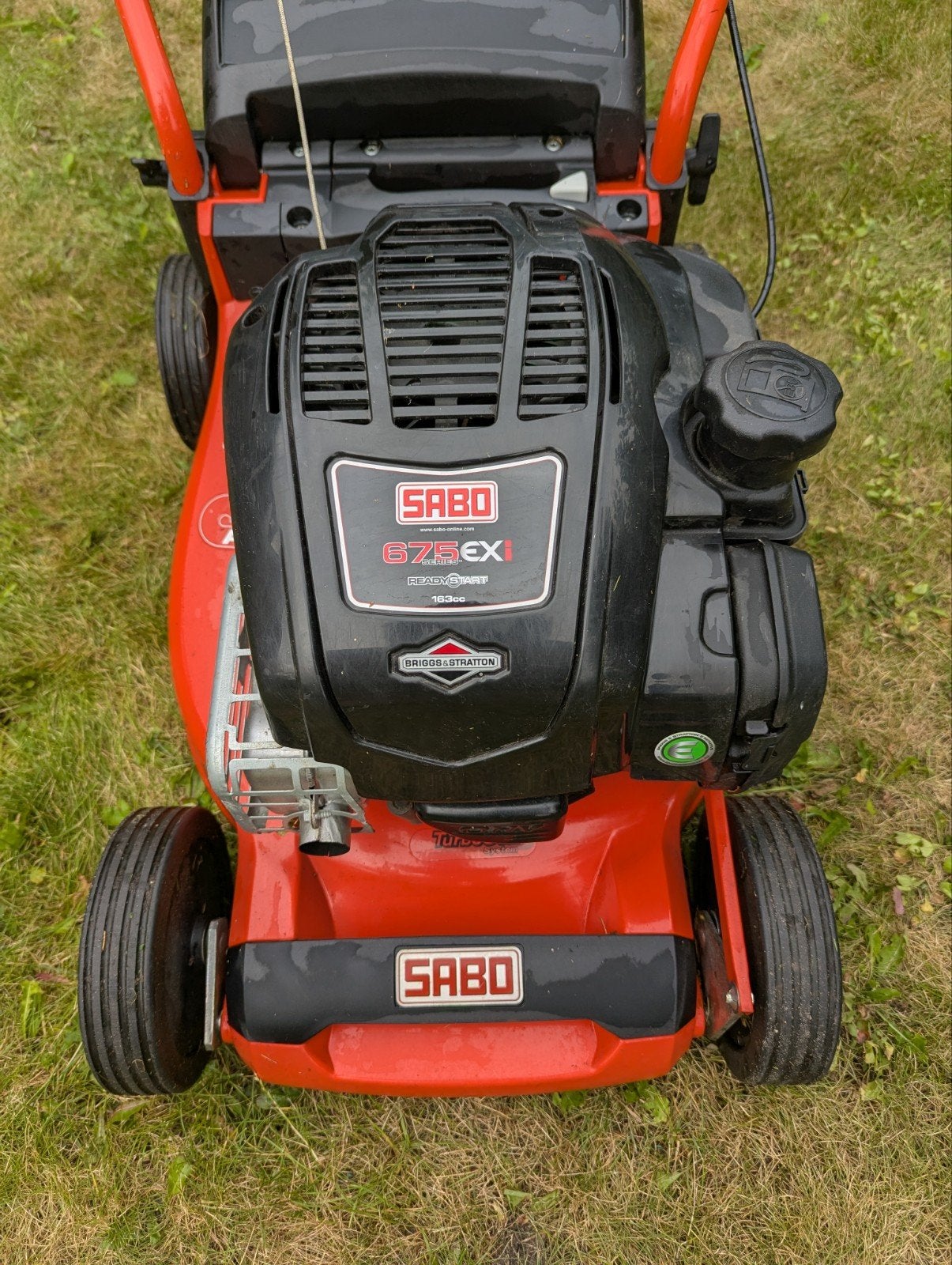 Sabo 675 exi 43 compact grasmaaier, Tuin en Terras, Grasmaaiers, Cirkelmaaier, Zo goed als nieuw, 40 t/m 49 cm, Ophalen