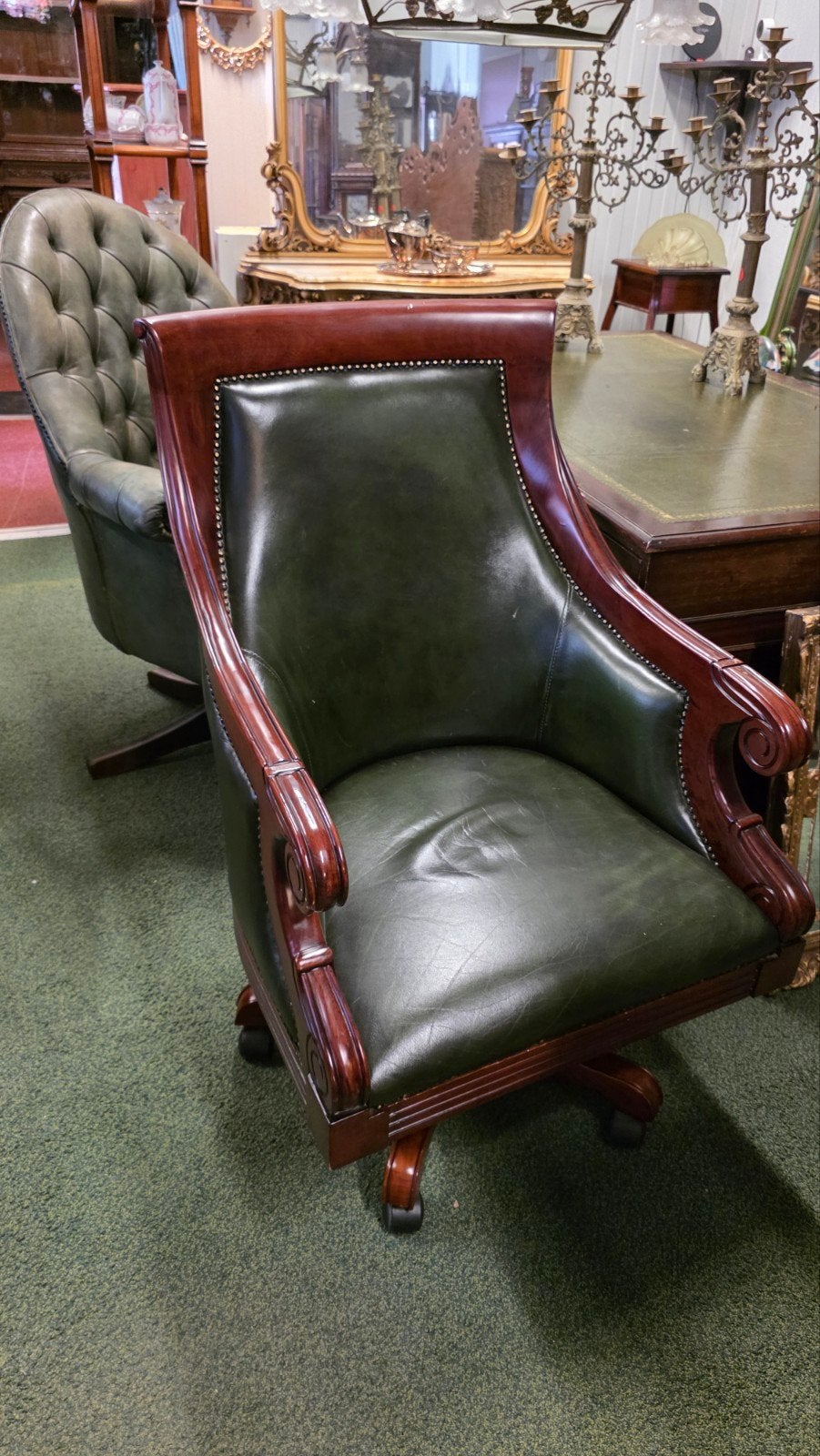 mahonie houten Chesterfield bureaustoel, Antiek en Kunst, Ophalen