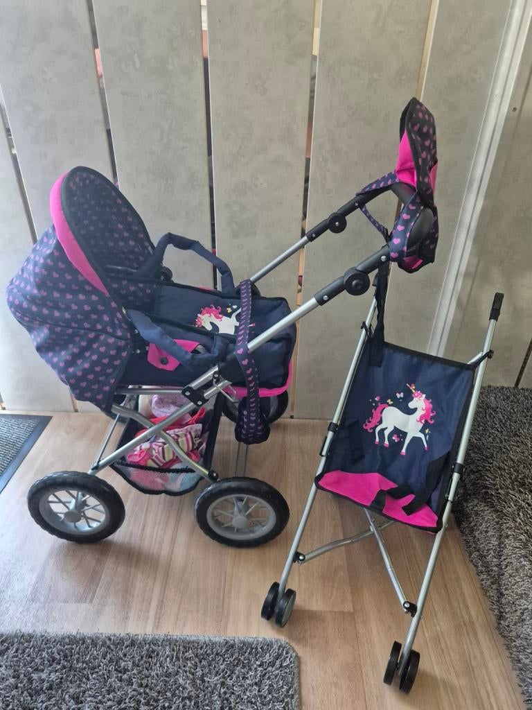 Poppenwagen, buggy en campingbedje (Bayer), Kinderen en Baby's, Speelgoed | Poppen, Ophalen, Zo goed als nieuw, Babypop