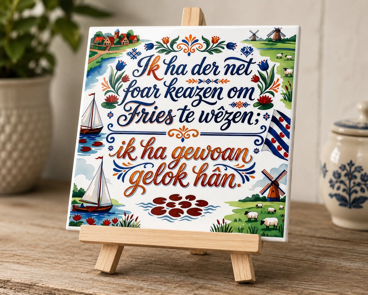 Uniek Fries tegeltje met spreuk - Handgemaakt, Ophalen of Verzenden