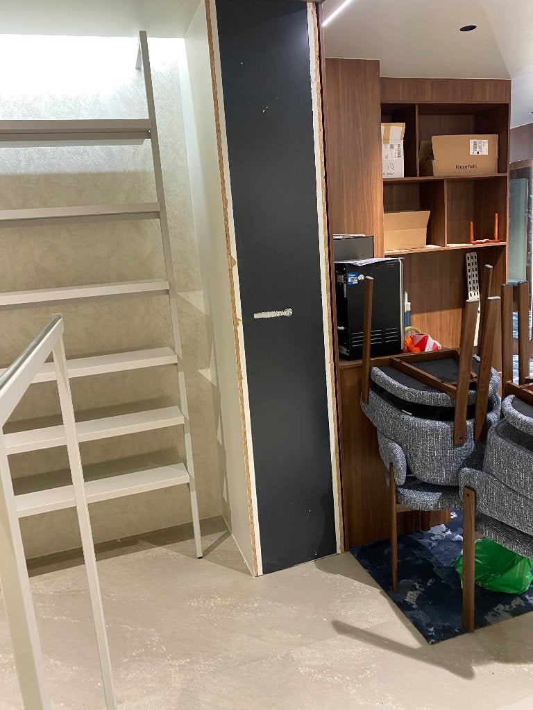 Chroom roetsbaan met houten tuinhuis, Ophalen, Zo goed als nieuw, Rvs