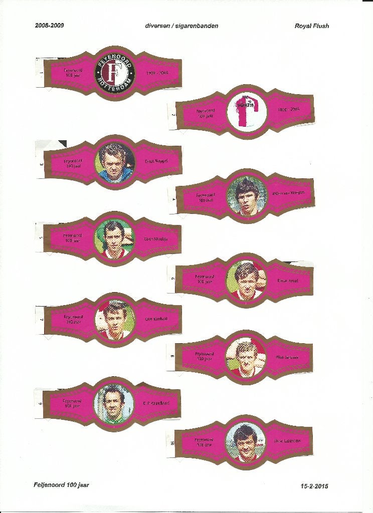 2008-2009 sigarenbandjes Royal Flush rose-goud Feyenoord, Verzamelen, Ophalen of Verzenden, Zo goed als nieuw, Feyenoord, Overige typen