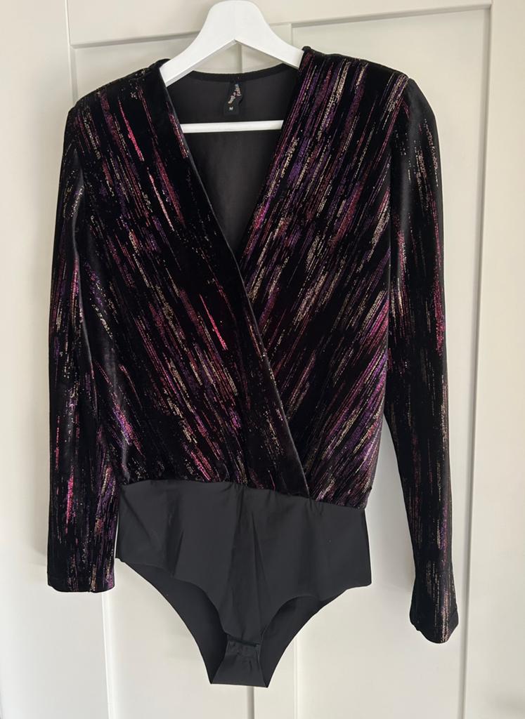 Eksept x Nicolette van Dam glitter bodysuit/body maat M, Kleding | Dames, Maat 38/40 (M), Zwart, Ophalen of Verzenden, Zo goed als nieuw