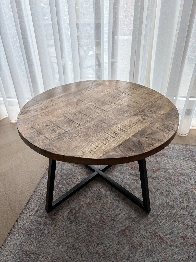 Salontafel mangohout, Huis en Inrichting, Ophalen, 50 tot 100 cm, Rond, 50 tot 100 cm