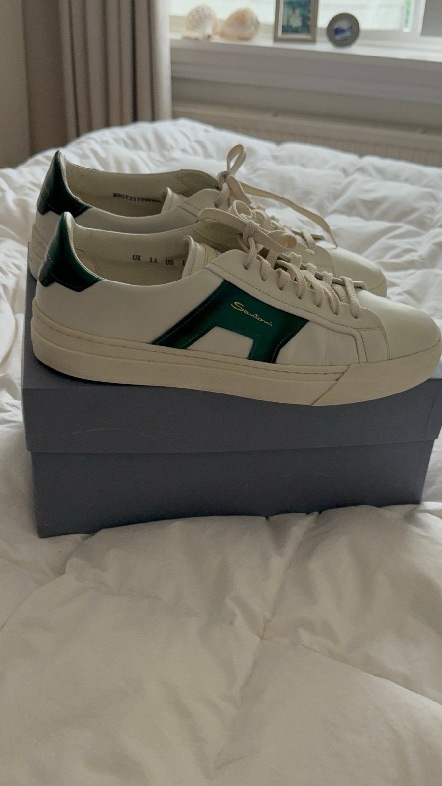 Santoni Double Buckle Sneakers - UK 11 / US 12, Kleding | Heren, Ophalen of Verzenden, Gedragen, Wit, Sneakers of Gympen