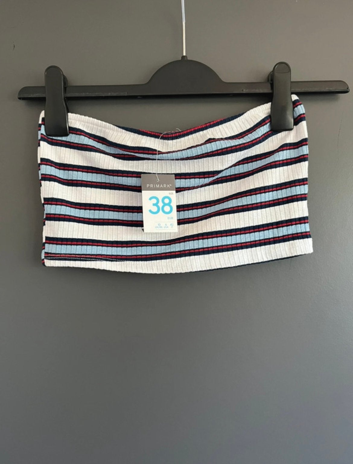 Meerkleurige gestreept tube/bandeau top maat 38/M Primark, Kleding | Dames, Maat 38/40 (M), Blauw, Nieuw, Ophalen of Verzenden