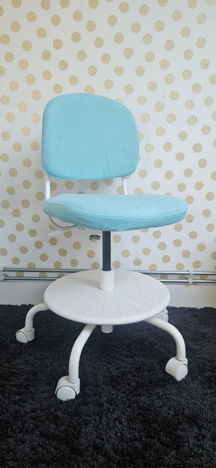 Ikea kinderbureaustoel met wasbare hoes lichtblauw, Ophalen, Gebruikt, Blauw, Bureaustoel