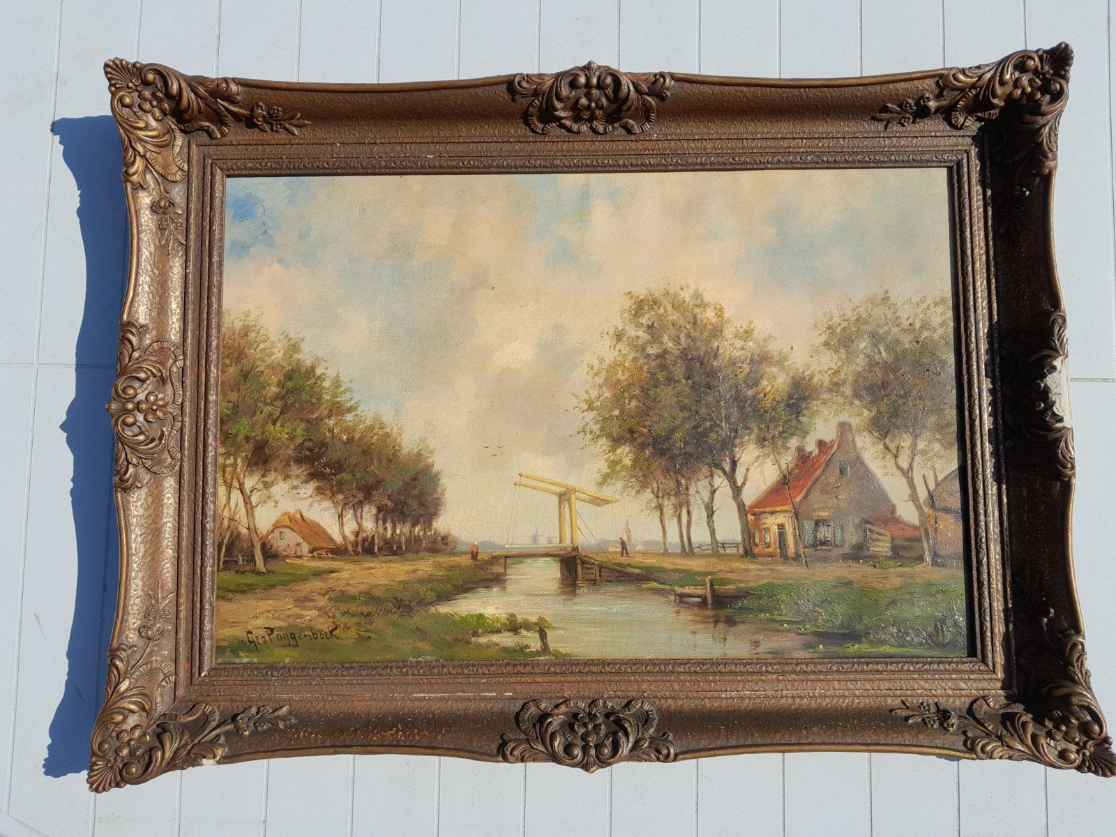 Olieverfschilderij landschap, Antiek en Kunst, Kunst | Schilderijen | Klassiek, Ophalen, Nederlandse school, Doek, Landschap