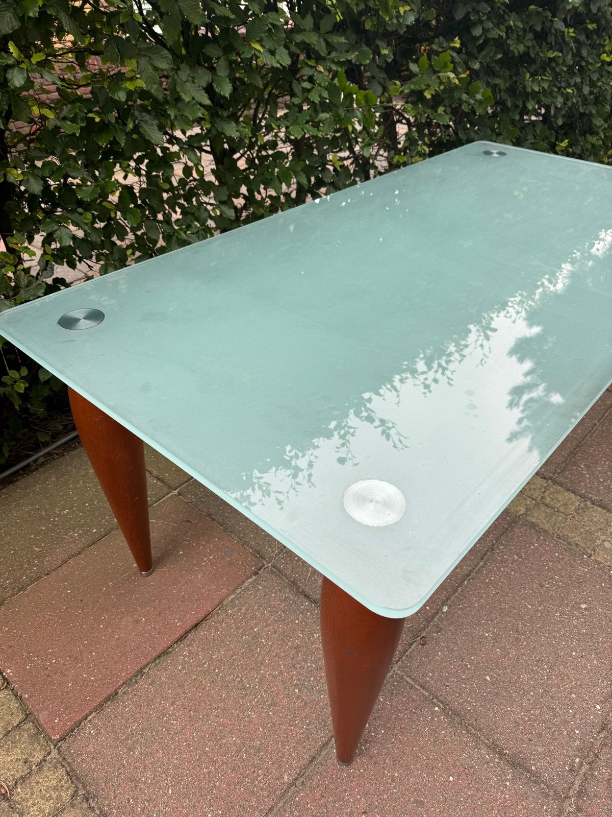 Glazen eettafel Leolux en Pastoe - beschadigd, Huis en Inrichting, Tafels | Eettafels, Ophalen, Glas, Gebruikt, 100 tot 150 cm