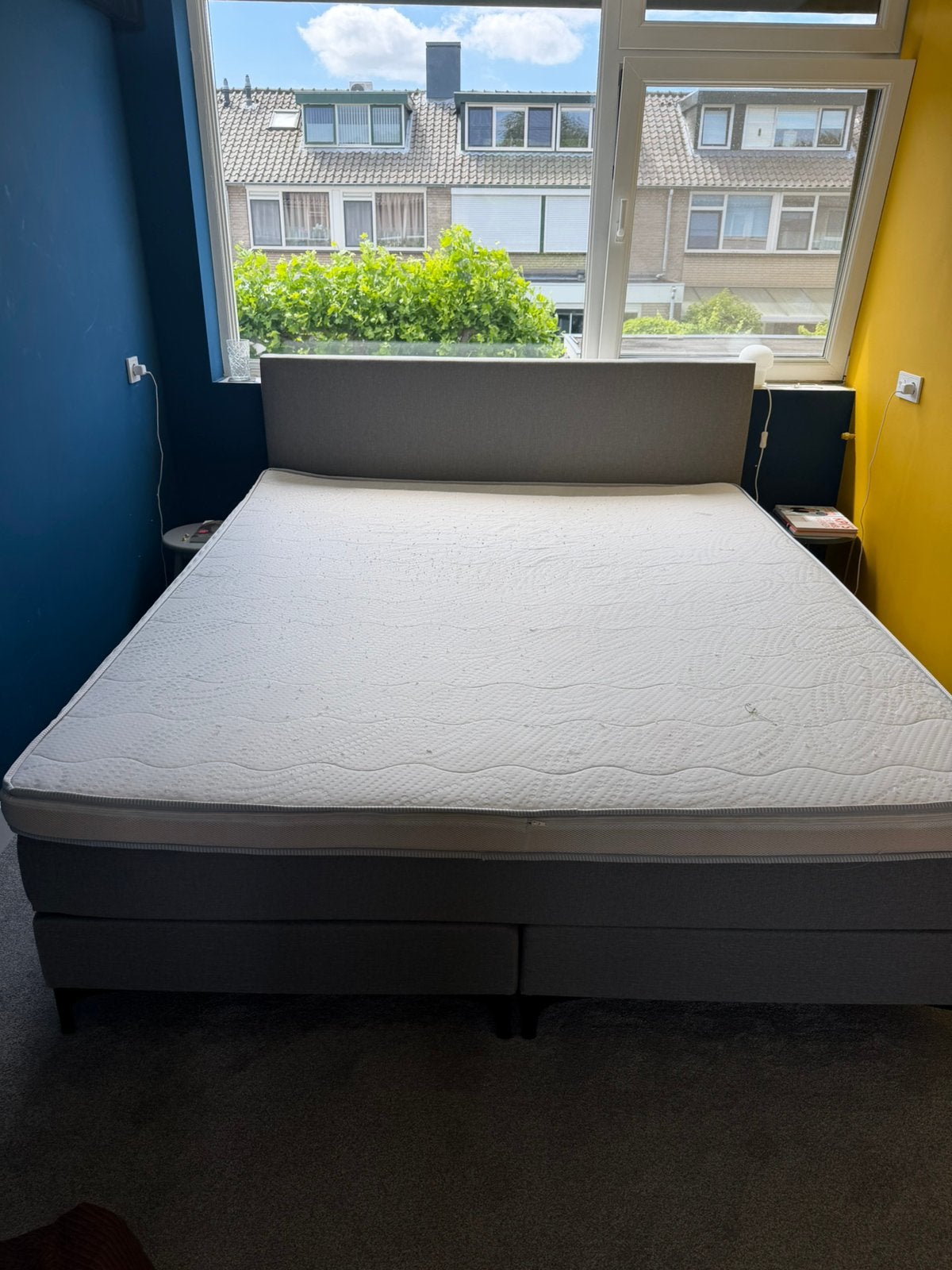 Boxspring 180x210, Ophalen, 210 cm, Tweepersoons, Zo goed als nieuw