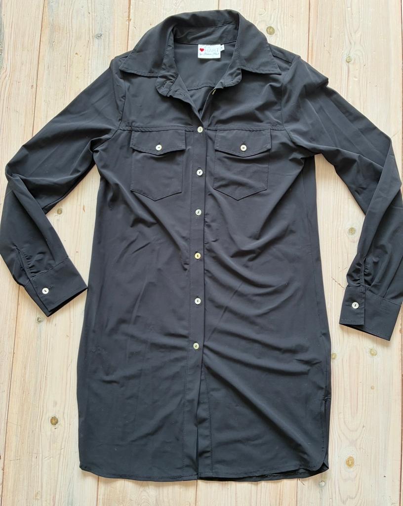 Zwarte miji jurk Hart by Helena Hart travelstof S 36, Zwart, Ophalen of Verzenden, Zo goed als nieuw, Maat 36 (S)