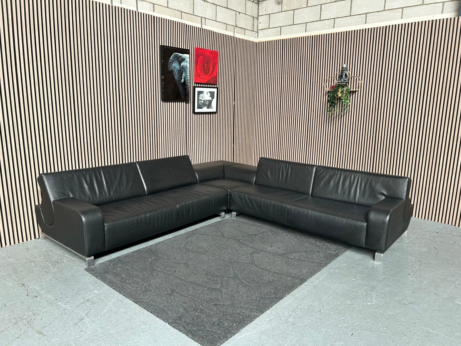 GRATIS LEVERING Leolux B-Flat Hoekbank 305X305 GEREINIGD, 300 cm of meer, Leer, Ophalen of Verzenden, Zo goed als nieuw
