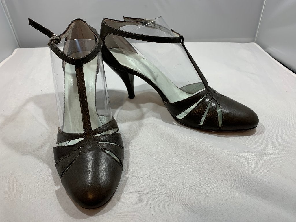 Lauro Chelotti maat 38,5 bruine t-strap pumps., Bruin, Verzenden, Lauro Chelotti, Sandalen of Muiltjes
