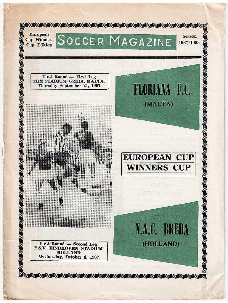 Programma Floriana ( Malta ) - NAC  Europa Cup 1967, Ophalen of Verzenden, Gebruikt, NAC Breda, Boek of Tijdschrift
