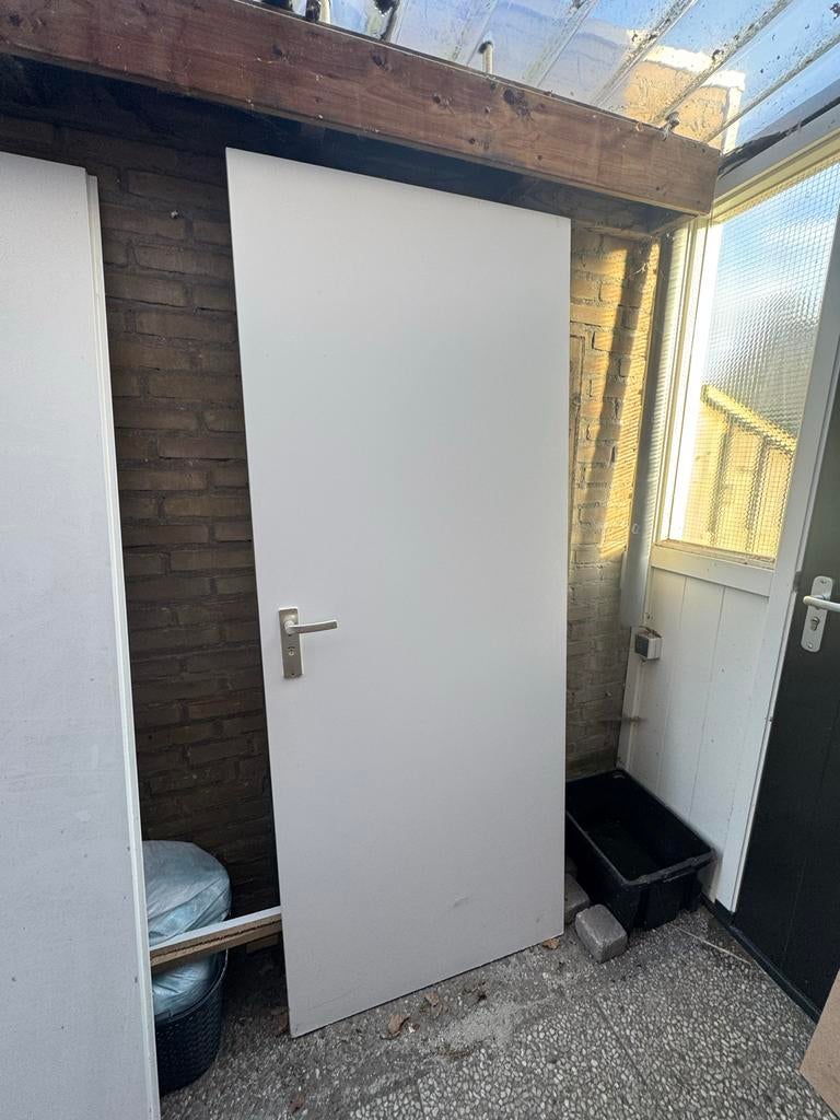 1 opdekdeur met deurbeslag, Doe-het-zelf en Verbouw, Ophalen, Gebruikt, 80 tot 100 cm, Binnendeur