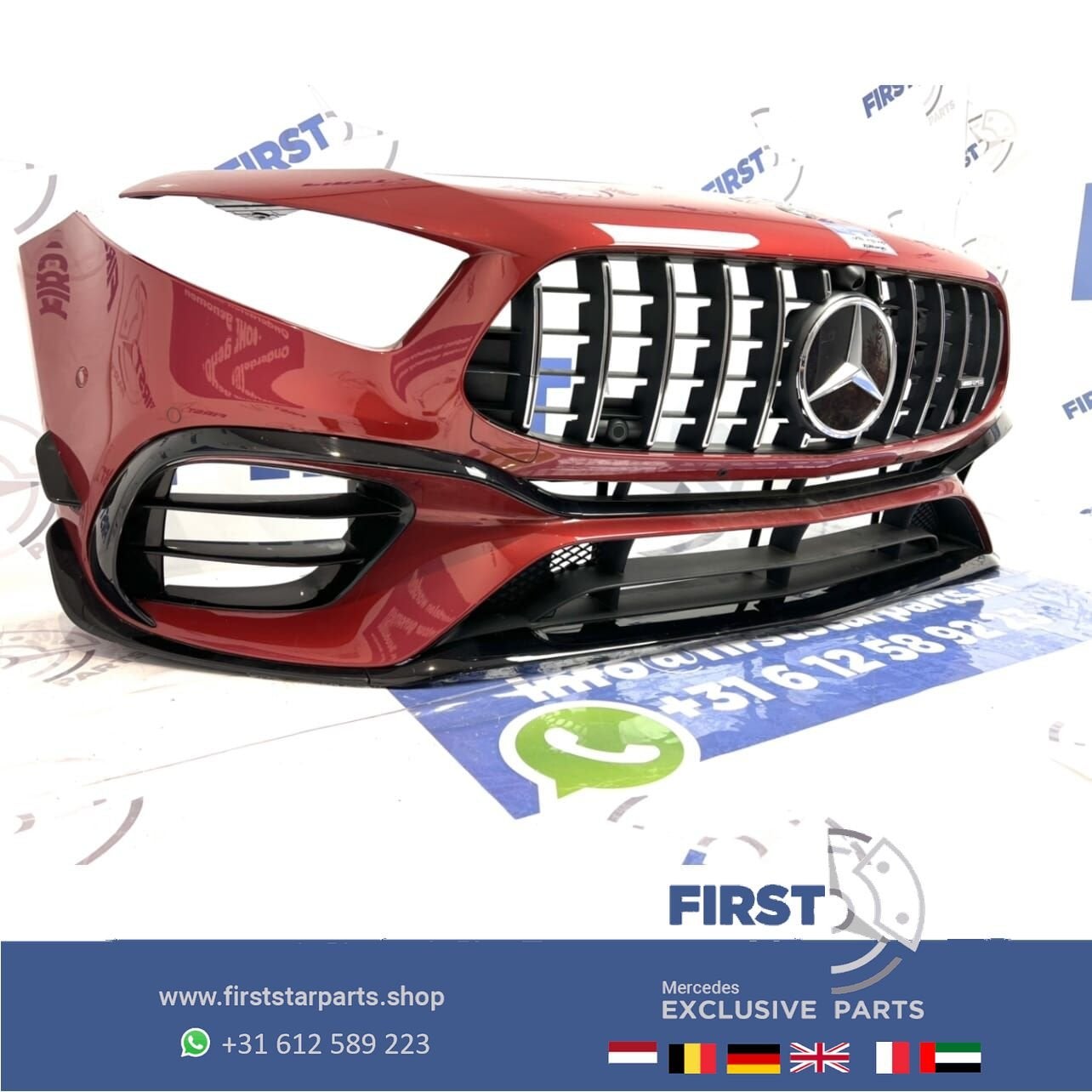 W177 A KLASSE 2021 A45 A45S AERO AMG VOORBUMPER ROOD COMPLEE, Gebruikt, -, Voor, Ophalen of Verzenden