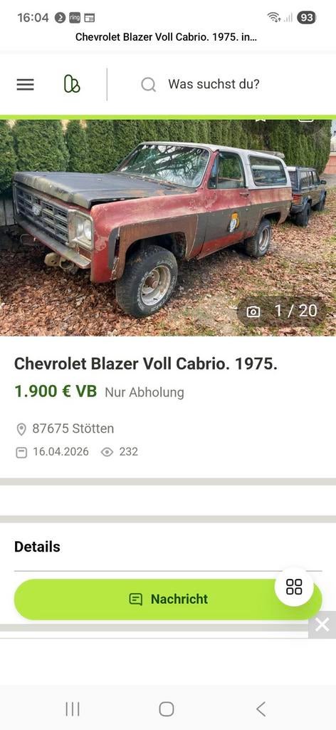 TIP VOOR LIEFHEBBER Chevrolet blazer 1975 org. Cabrio, Ophalen of Verzenden, Chevrolet, Achterklep