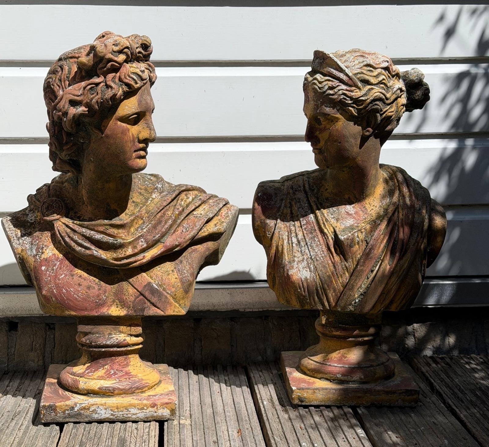 Antieke Buste Set: Apollo en Diana, Antiek en Kunst, Ophalen, Buste, 50 - 100 cm, Steen of Keramiek