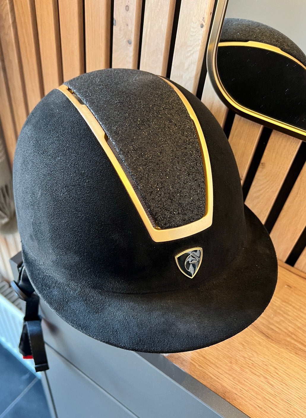 Equitheme cap glint lame zwart/rosegoud, zeer goede staat, Ophalen of Verzenden, Zo goed als nieuw, Dressuur, Cap