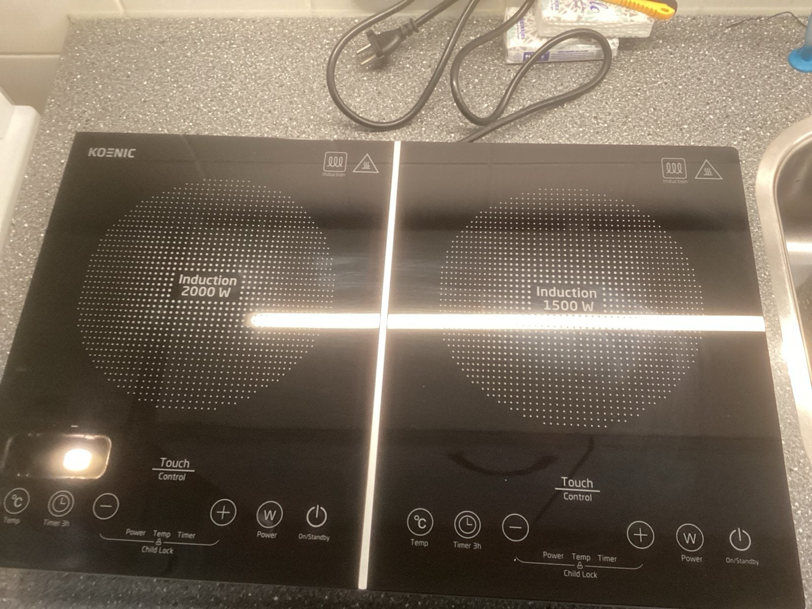 Koenic Inductie Kookplaat 1500W & 2000W, Ophalen, Gebruikt, 3 kookzones of minder, Inductie