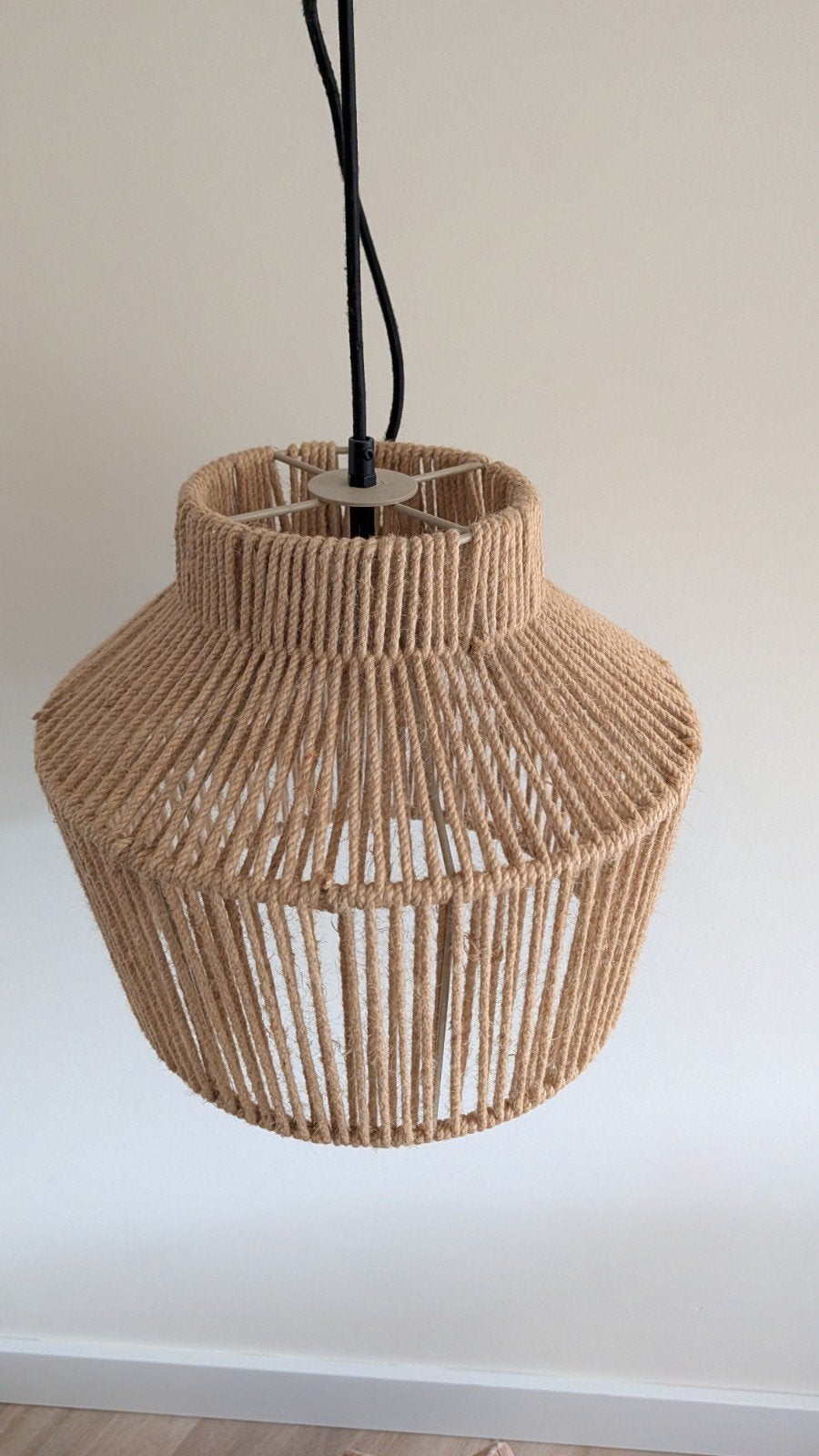 jute touw hanglamp Bohemian Ibiza rond fitting E27, Ophalen of Verzenden, Beige, Rond