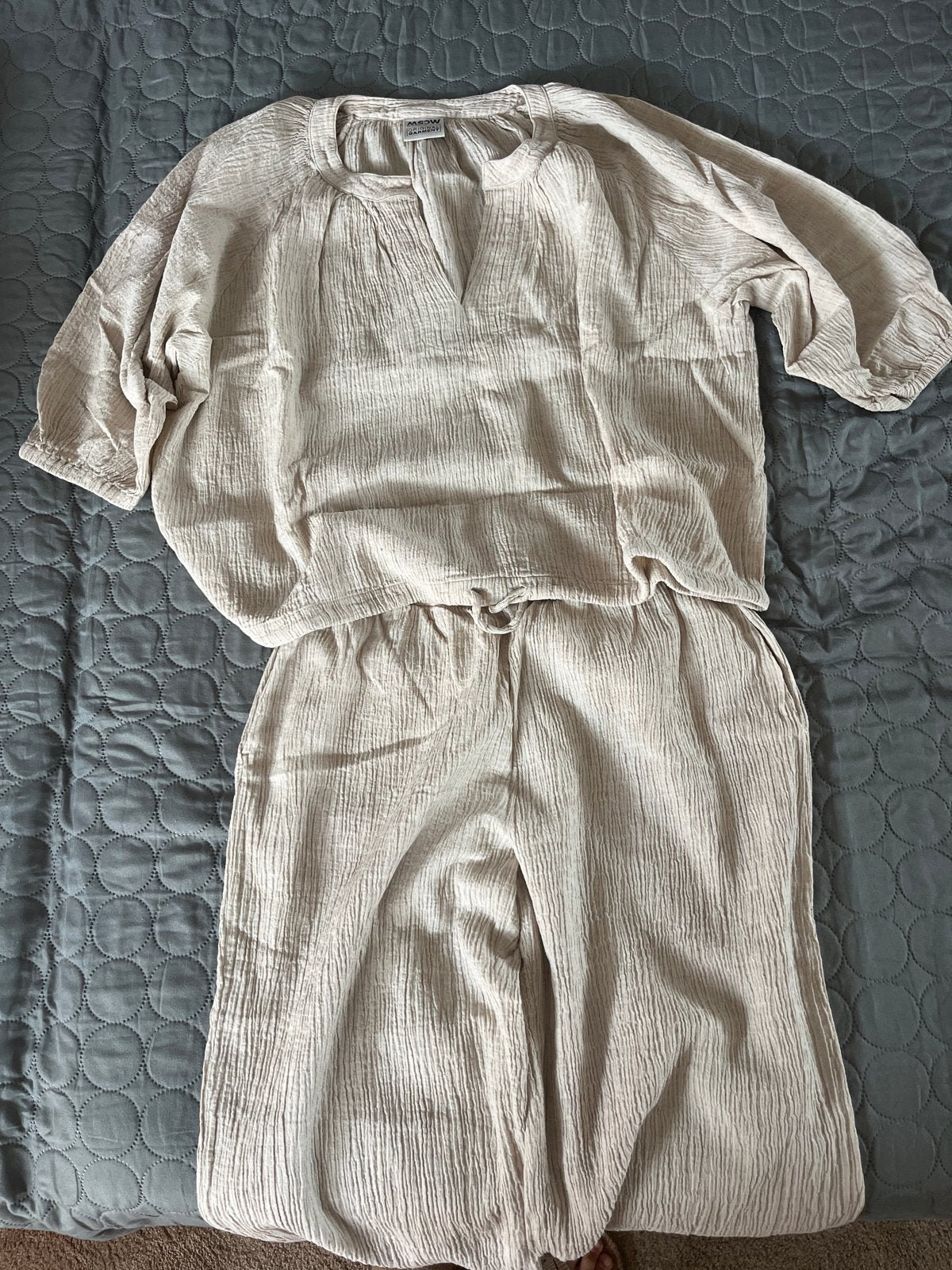 MoSCoW Katoen Linnen Set - Top en Broek maat M, Maat 38/40 (M), Beige, Ophalen of Verzenden, Zo goed als nieuw
