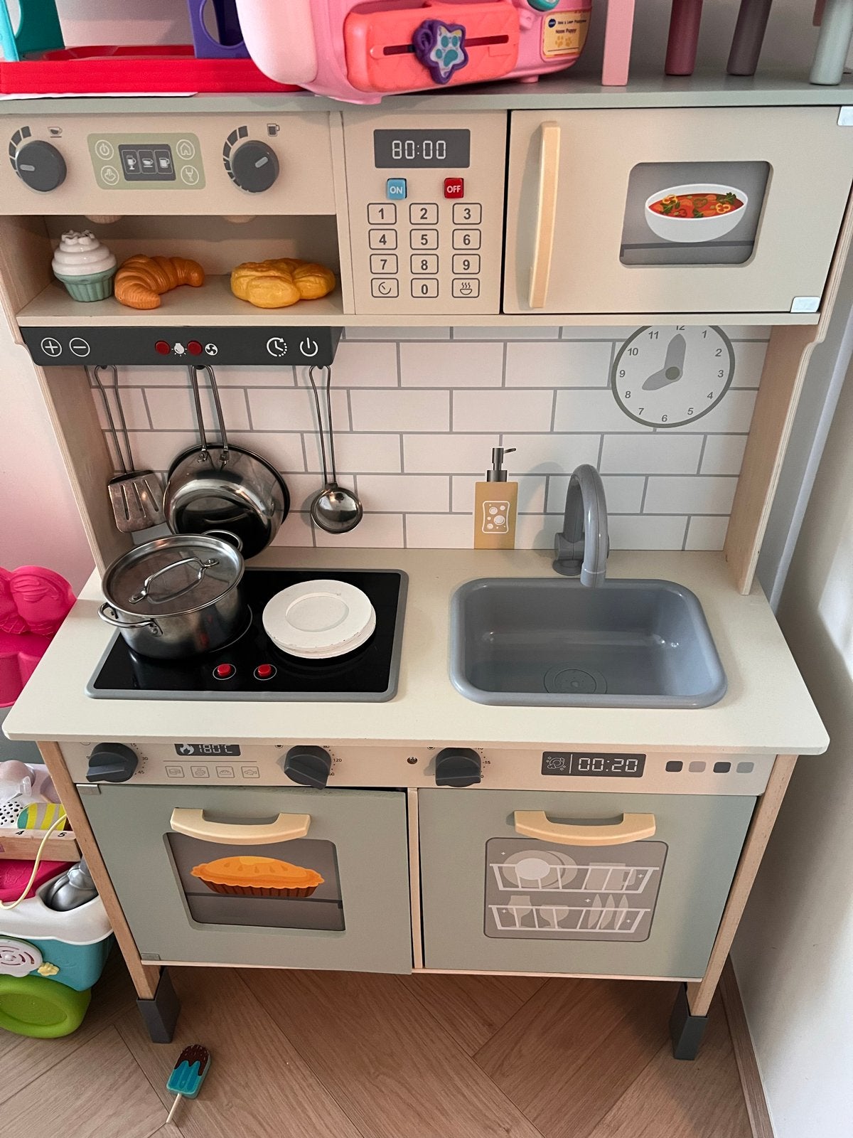 Houten Speelkeuken met Accessoires - Zo goed als nieuw, Ophalen of Verzenden, Zo goed als nieuw, Hout, Speelkeuken