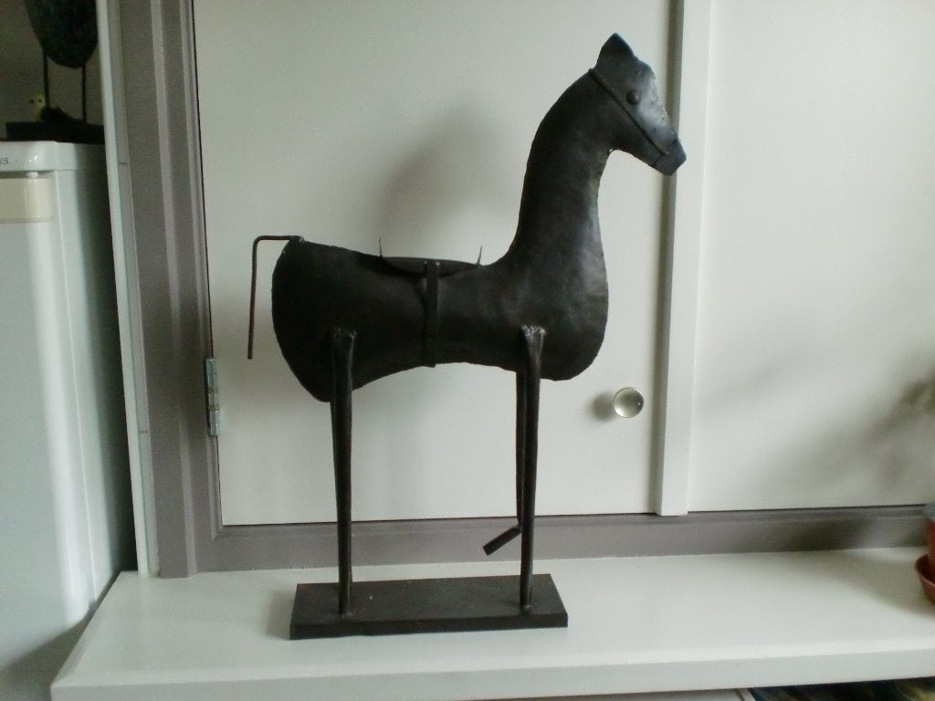 paard van metaal, Ophalen of Verzenden, Gebruikt, Bruin, Metaal