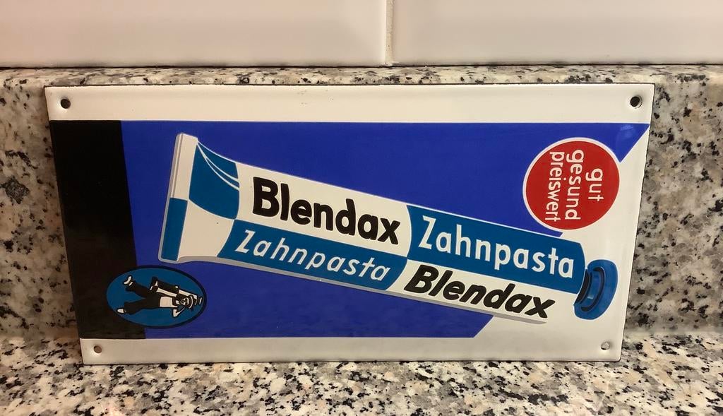 Emaille deurpostje BLENDAX tandpasta, Ophalen of Verzenden, Gebruikt, Tandpasta