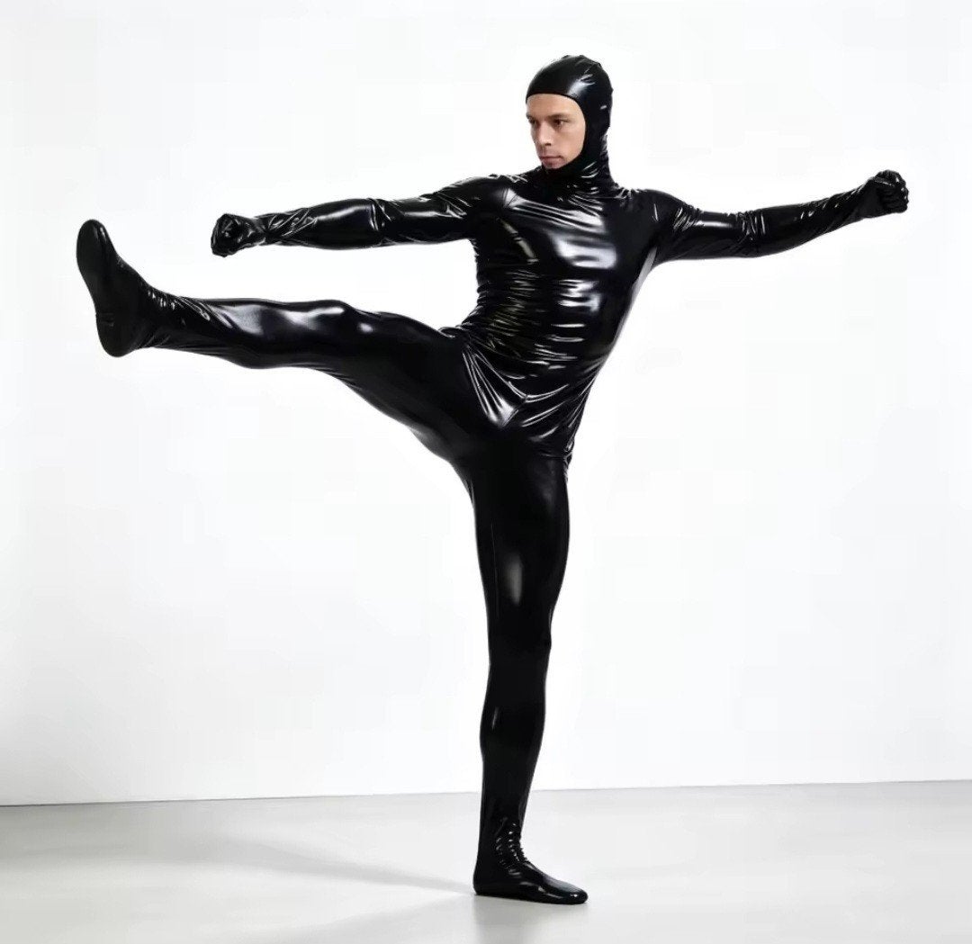 Spannende Lerenlook Bodysuit met Capuchon, tm XXL, Verzenden, Nieuw