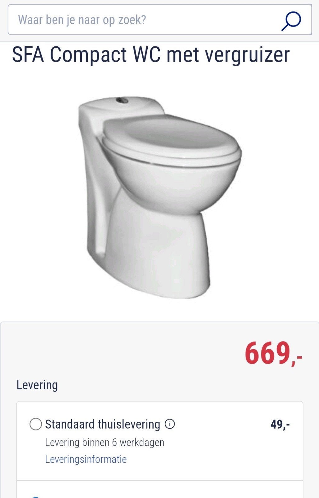sanibroyeur broyeur vermaler toilet, Ophalen, Zo goed als nieuw, Toilet
