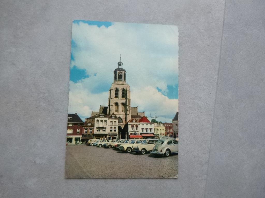 Bergen op Zoom, Markt met St. Gertrudis kerk/auto, Verzenden, 1980 tot heden, Gelopen, Noord-Brabant