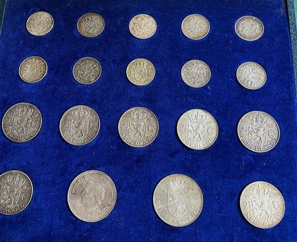 Set Nederlandse zilveren munten Koningin Juliana, Postzegels en Munten, Koningin Juliana, Setje, Zilver, Overige waardes