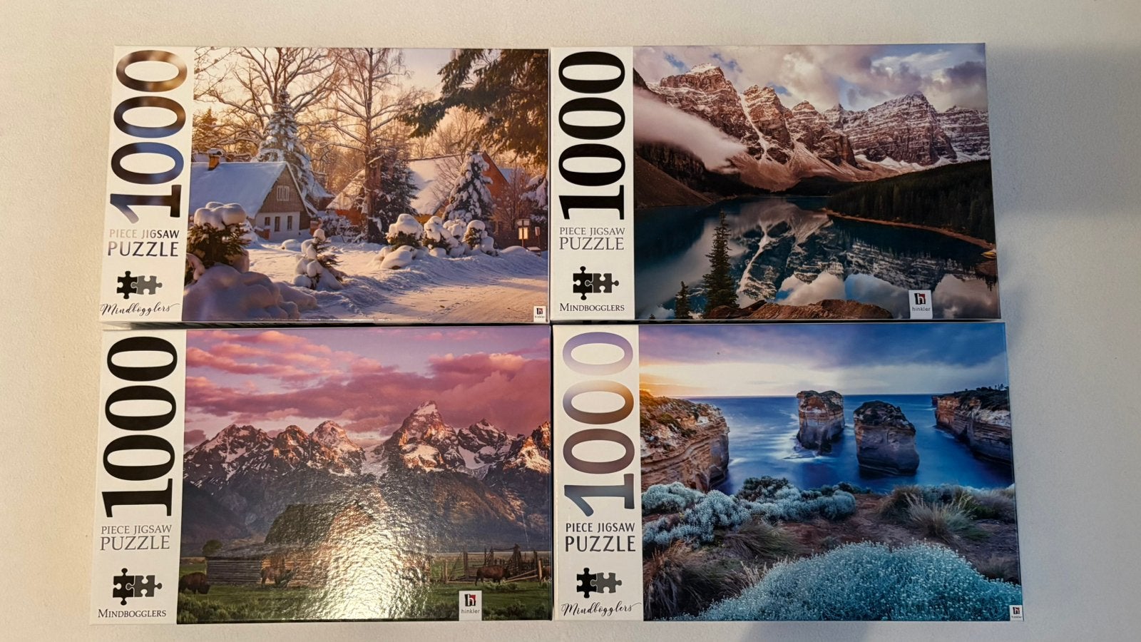 4 Mindboggler puzzels, Ophalen of Verzenden, 500 t/m 1500 stukjes, Zo goed als nieuw, Legpuzzel