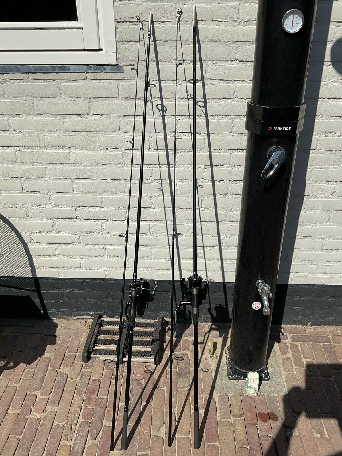 Setje fox hengels met shimano ultegra xtd molens in foudraal, Watersport en Boten, Ophalen, Gebruikt