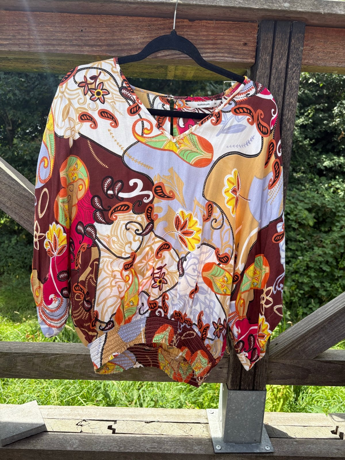 Summum blouse met vlindermouwen, maat 36, 100% viscose, Ophalen of Verzenden, Gedragen, Maat 36 (S), Meerkleurig