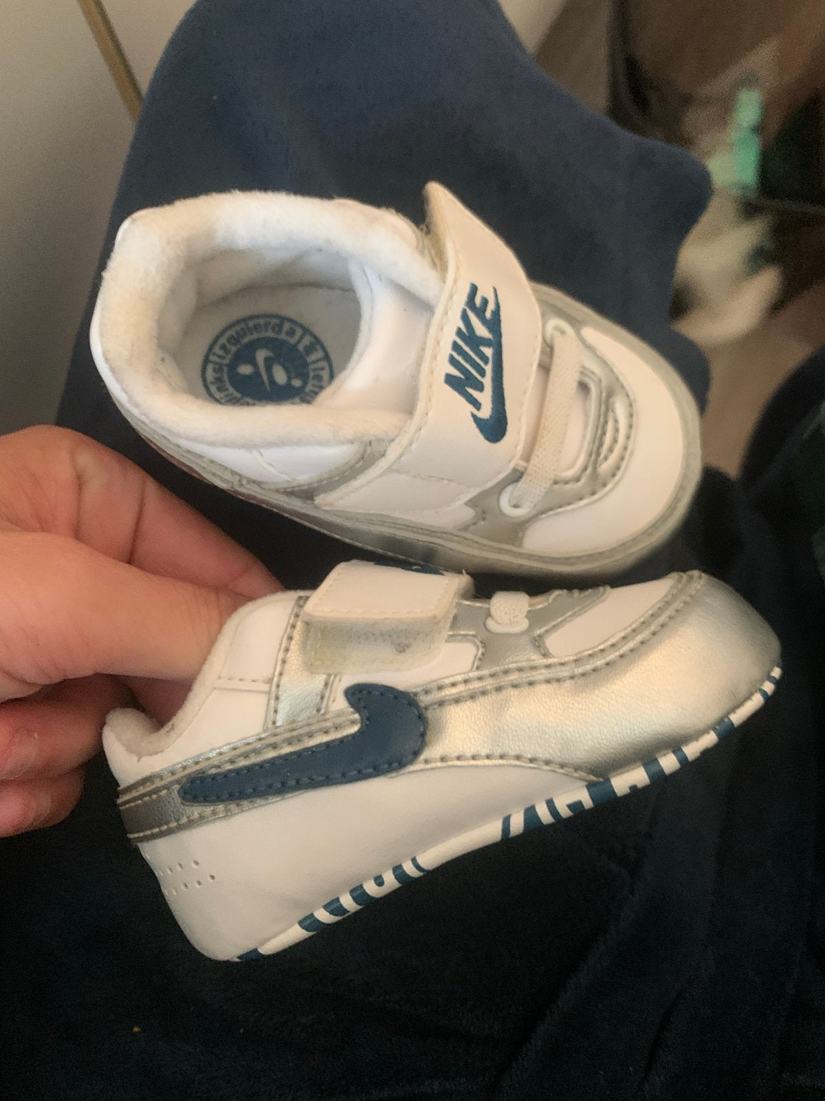 Nike baby schoentjes wit/blauw/zilver maat 18,5, Schoentjes, Jongetje of Meisje, Nieuw, Ophalen of Verzenden
