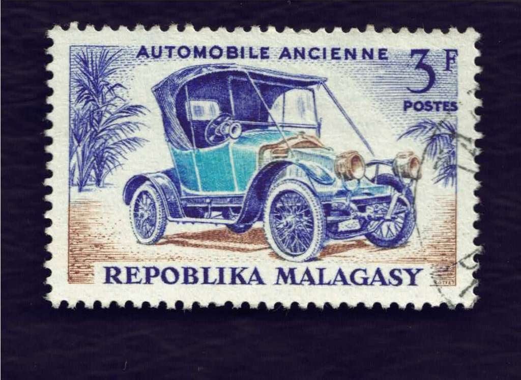 Auto's - Malagasy - Automobile Ancienne - 3 F - gebr, Ophalen of Verzenden, Gestempeld, Auto's
