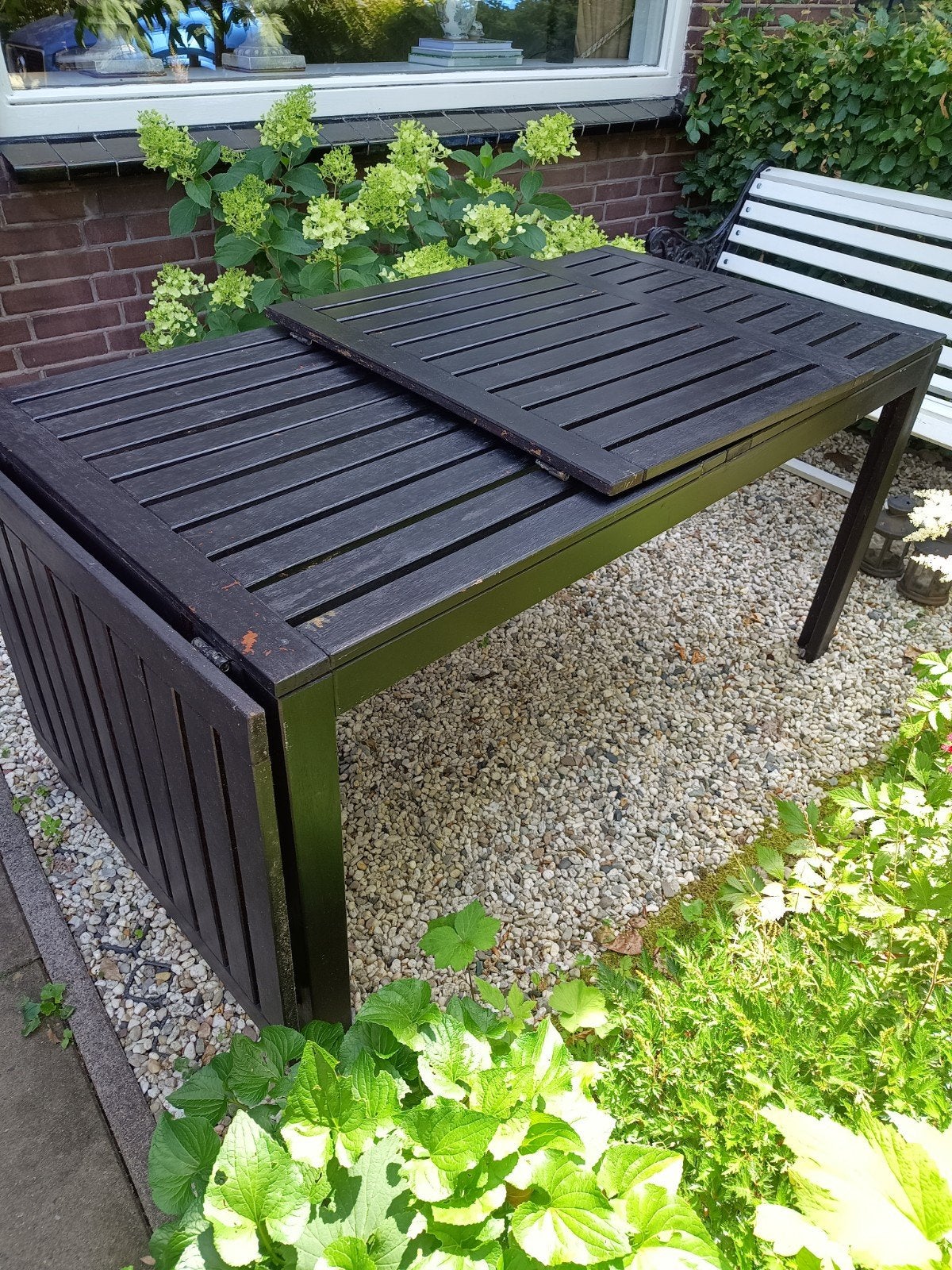 Ikea tuintafel zwart, Tuin en Terras, Ophalen, Gebruikt, Rechthoekig, Hout