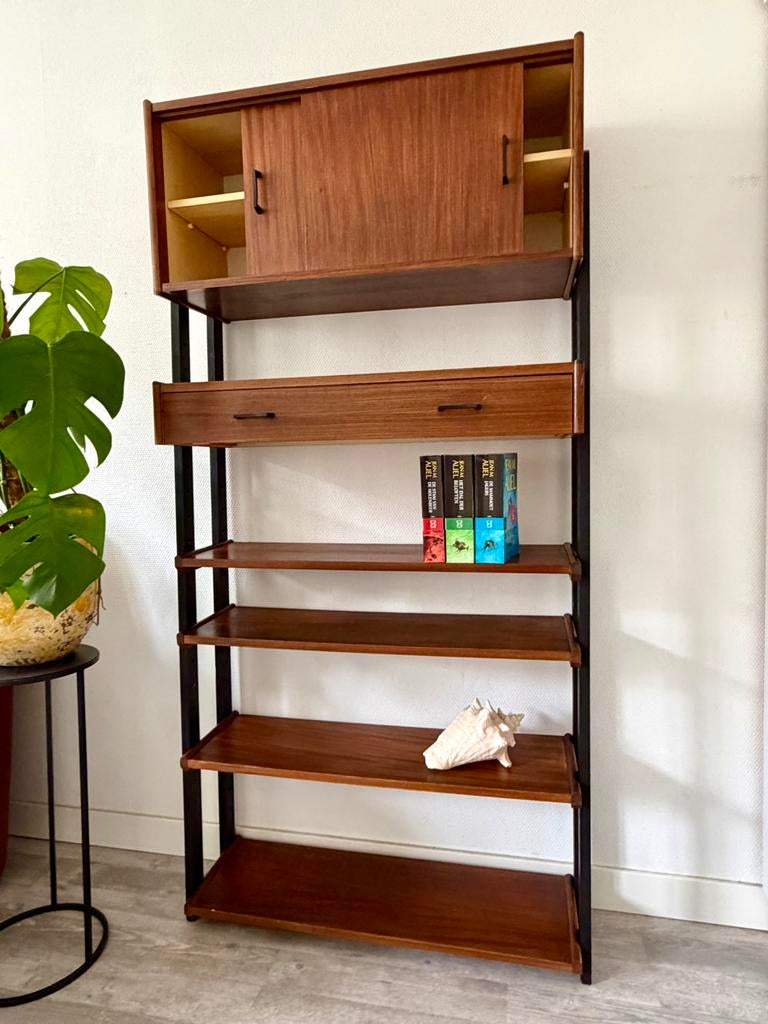 Vintage modulair wandsysteem Simply Lux | wandkast | teak, Ophalen, Gebruikt, Met deur(en), 50 tot 100 cm