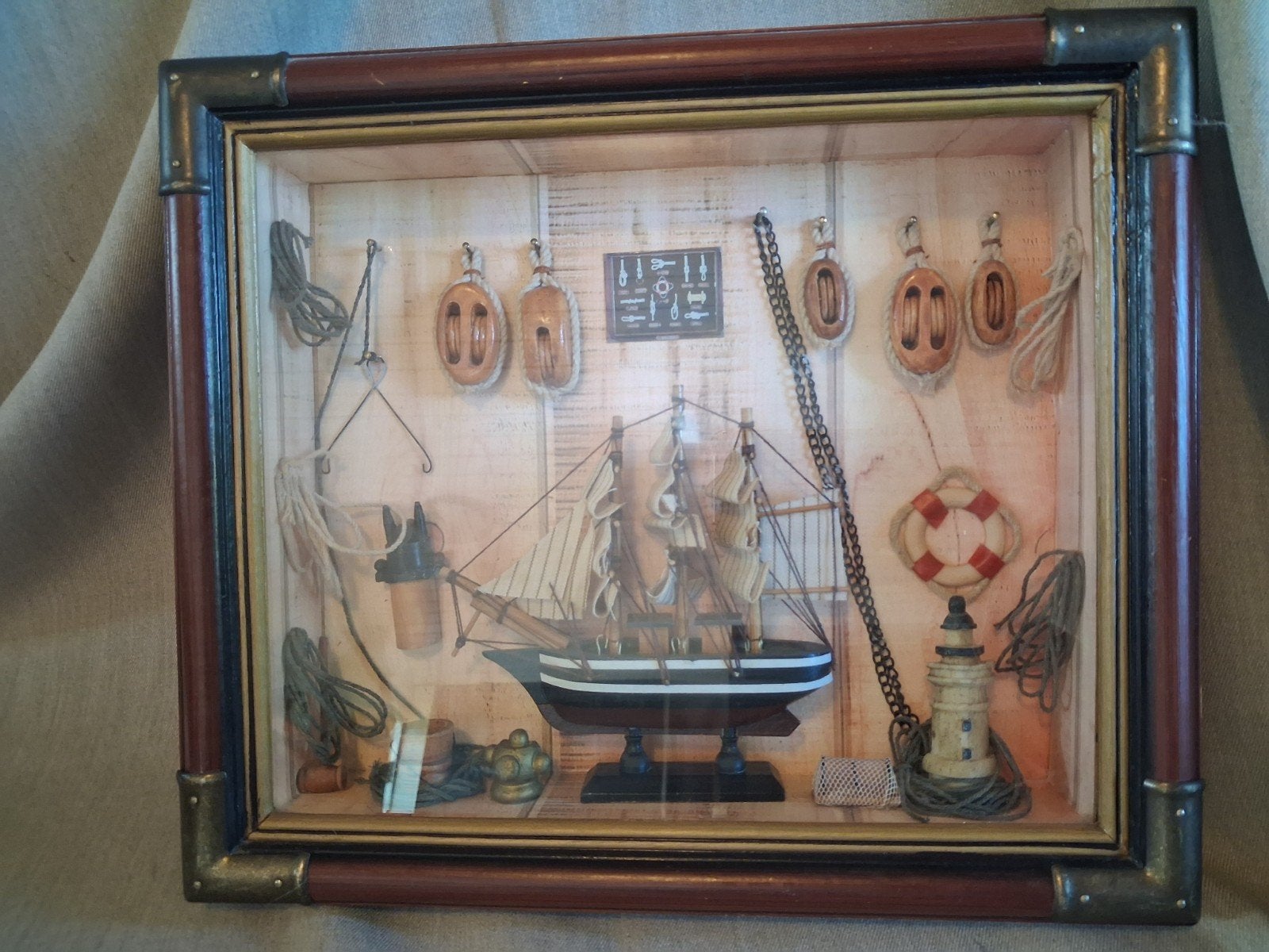 Vitrine met Model van 3 Master, zeilboot, Ophalen of Verzenden