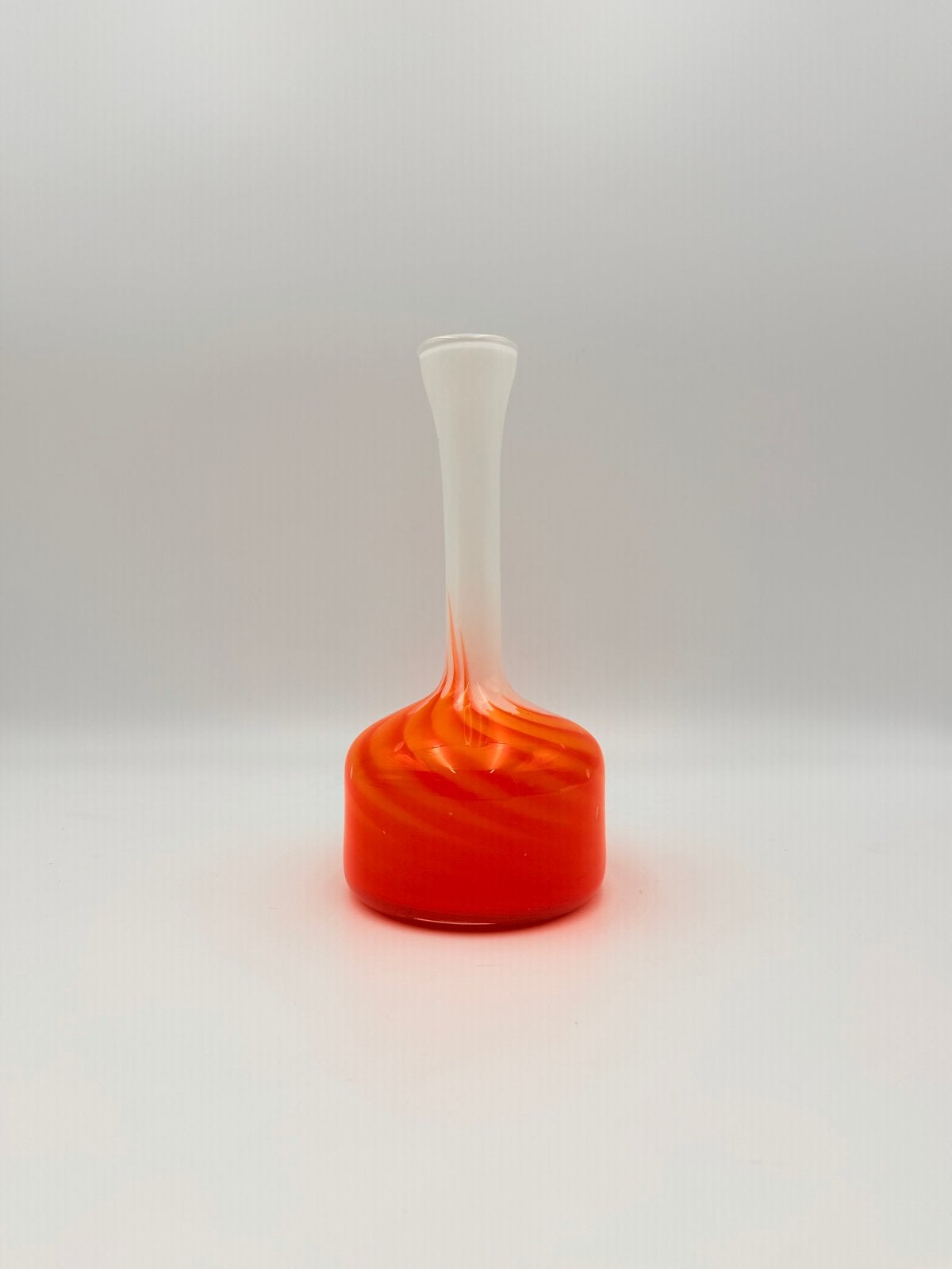 Murano Carlo Moretti Vaas Oranje Wit Glas Vintage, Ophalen of Verzenden