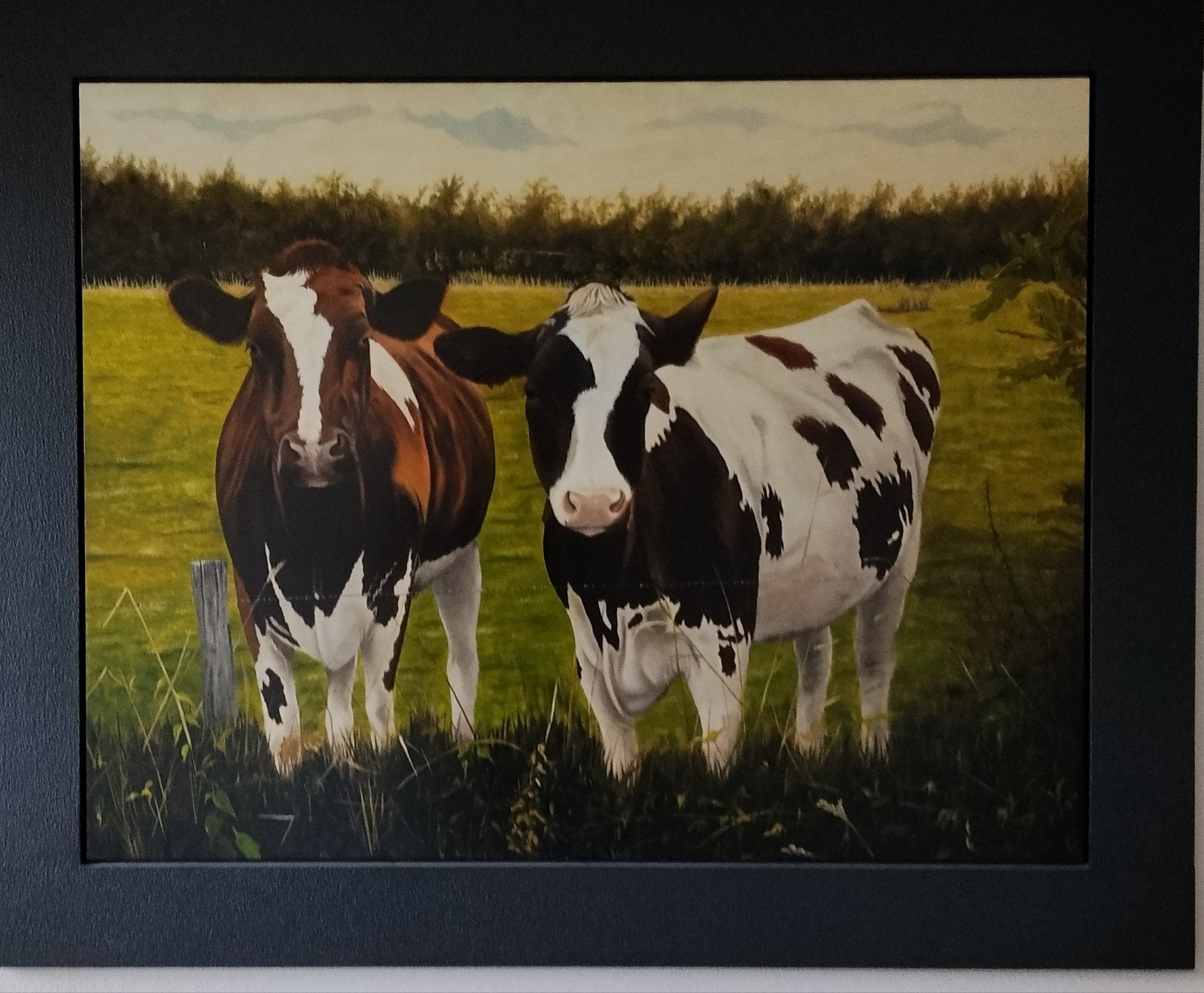 Twee roodbonte kalveren. Olieverf op paneel., Ophalen, Paneel, Dieren, Klassiek