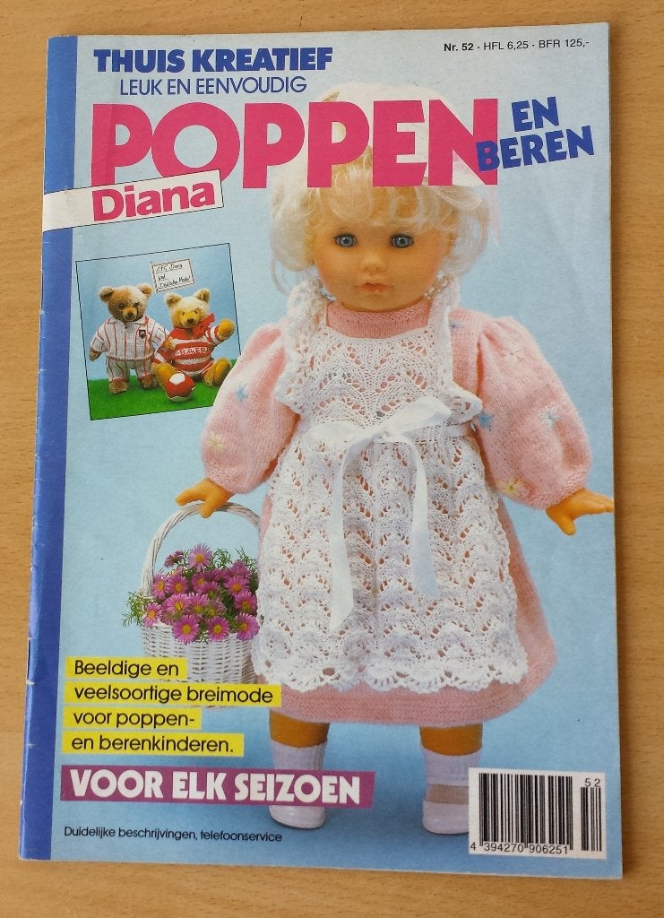 Diana - Poppen en Beren - nr.52 - 1995 - breien, Hobby en Vrije tijd, Kledingpatronen, Overige merken, Kind, Diana, Ophalen of Verzenden