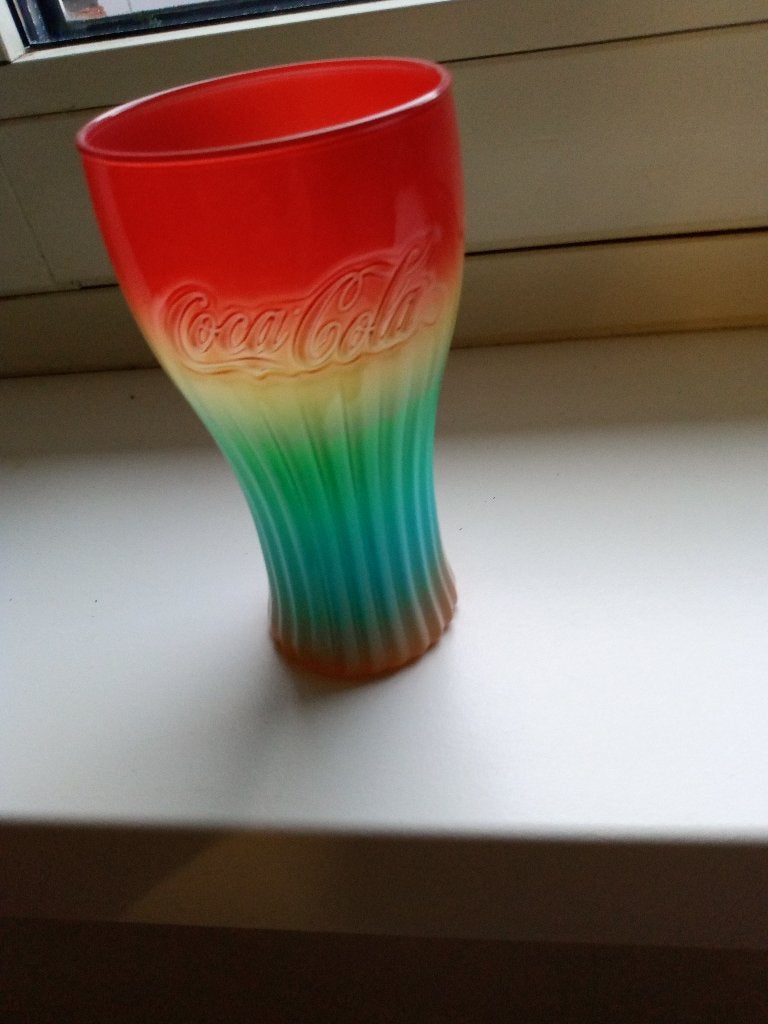 Coca Cola regenboogglas, Ophalen of Verzenden, Zo goed als nieuw, Gebruiksvoorwerp