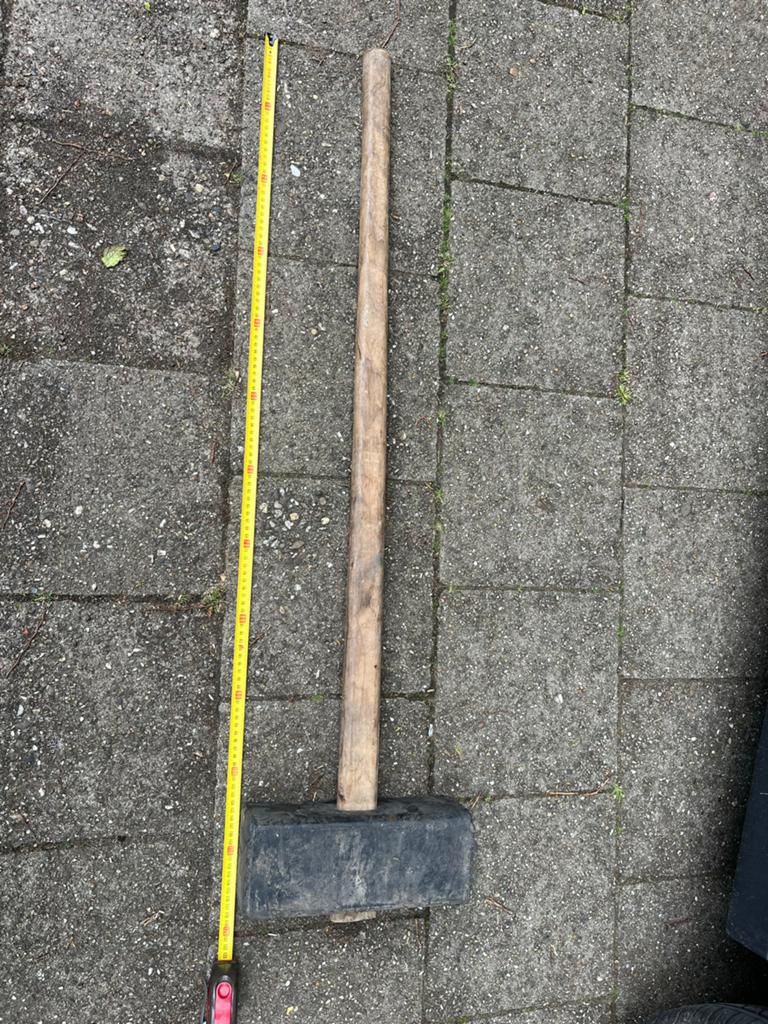 Grote moker met lange steel - Zware hamer kunststof, Ophalen, Gebruikt